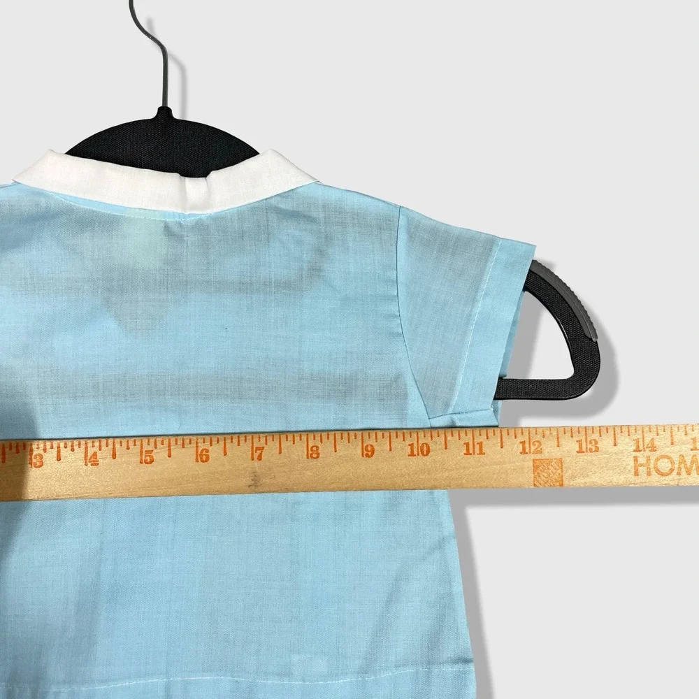 Unbranded Button Up‎ Shirt Kids 12M Blue Vintage Mid Century Aesthetic Nautical